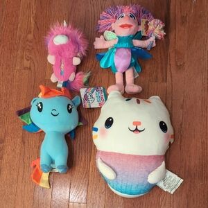 4 Mid Sized Plushie Dolls Crayola Sesame Street My Little Pony Gabby's Dollhouse